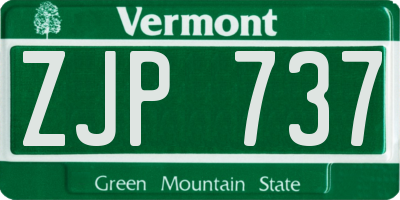 VT license plate ZJP737
