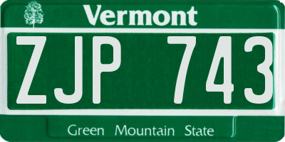 VT license plate ZJP743