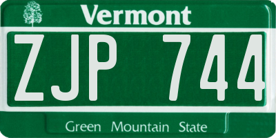 VT license plate ZJP744