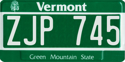 VT license plate ZJP745