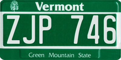 VT license plate ZJP746
