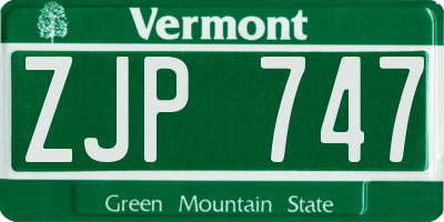 VT license plate ZJP747