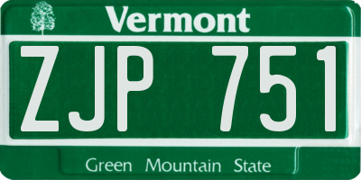 VT license plate ZJP751