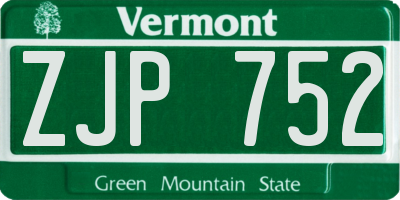 VT license plate ZJP752
