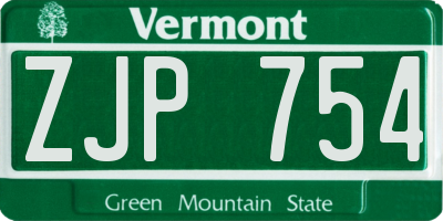 VT license plate ZJP754
