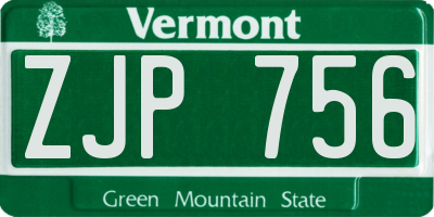 VT license plate ZJP756