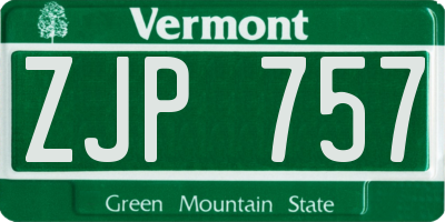 VT license plate ZJP757
