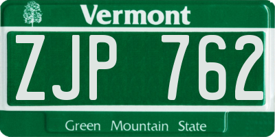 VT license plate ZJP762