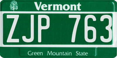VT license plate ZJP763