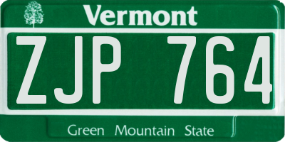 VT license plate ZJP764