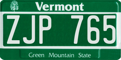 VT license plate ZJP765