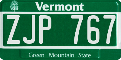 VT license plate ZJP767