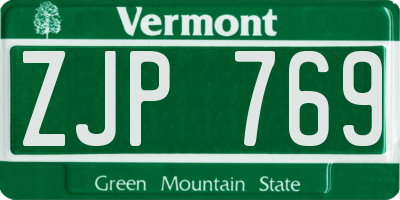 VT license plate ZJP769