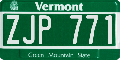 VT license plate ZJP771