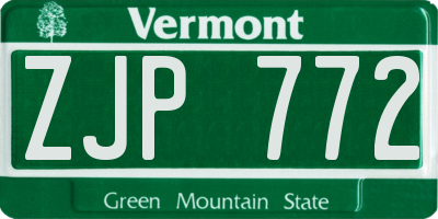 VT license plate ZJP772