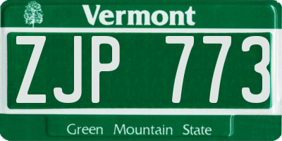 VT license plate ZJP773
