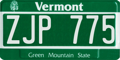 VT license plate ZJP775