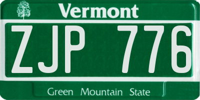 VT license plate ZJP776