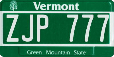 VT license plate ZJP777