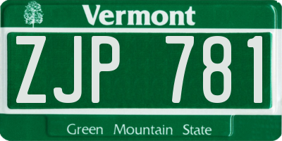 VT license plate ZJP781
