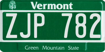 VT license plate ZJP782