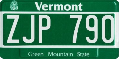 VT license plate ZJP790
