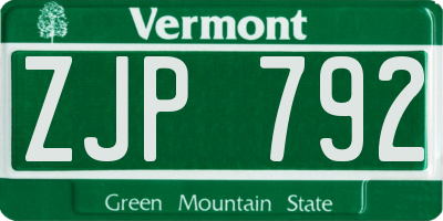VT license plate ZJP792