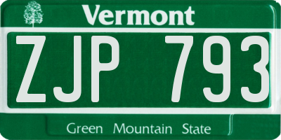 VT license plate ZJP793