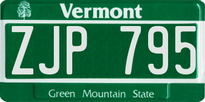 VT license plate ZJP795