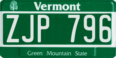 VT license plate ZJP796