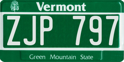 VT license plate ZJP797