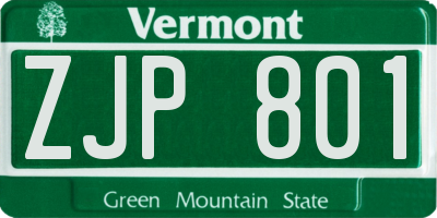 VT license plate ZJP801