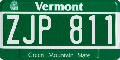 VT license plate ZJP811