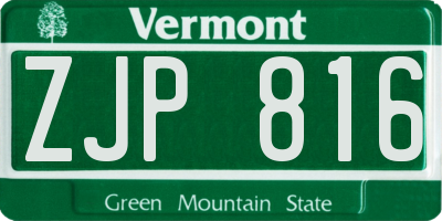 VT license plate ZJP816