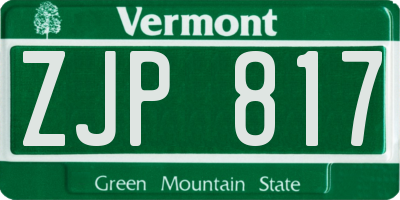 VT license plate ZJP817