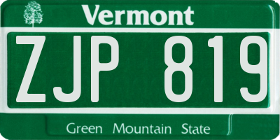 VT license plate ZJP819