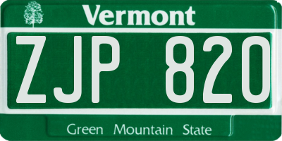 VT license plate ZJP820