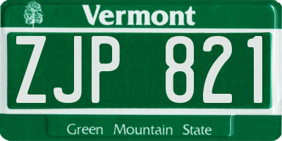 VT license plate ZJP821