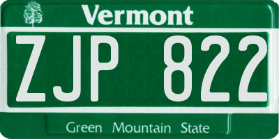 VT license plate ZJP822