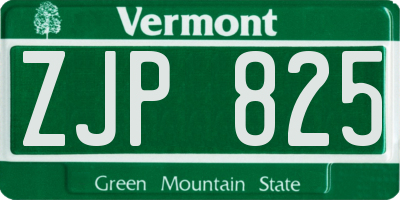 VT license plate ZJP825
