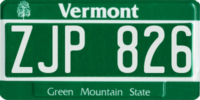 VT license plate ZJP826