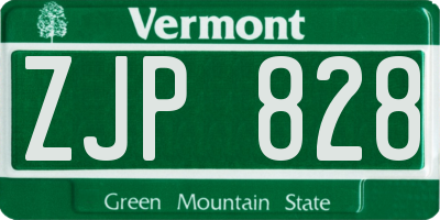 VT license plate ZJP828