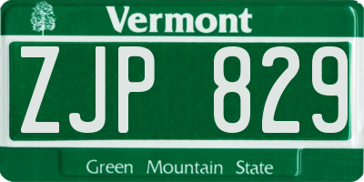 VT license plate ZJP829