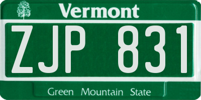 VT license plate ZJP831