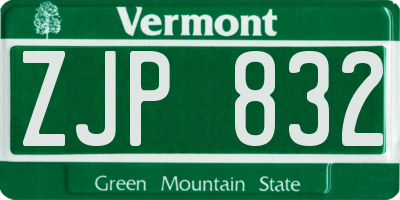VT license plate ZJP832