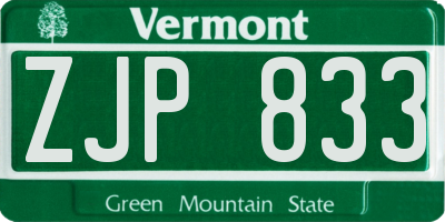VT license plate ZJP833