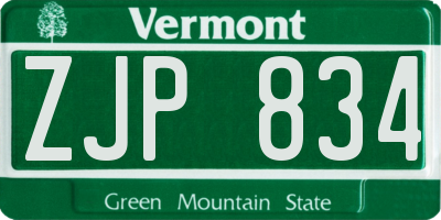 VT license plate ZJP834