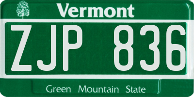 VT license plate ZJP836
