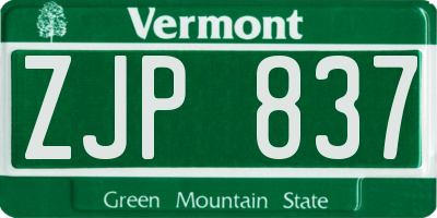 VT license plate ZJP837