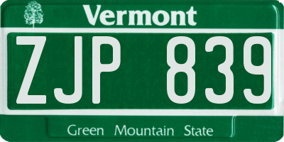 VT license plate ZJP839